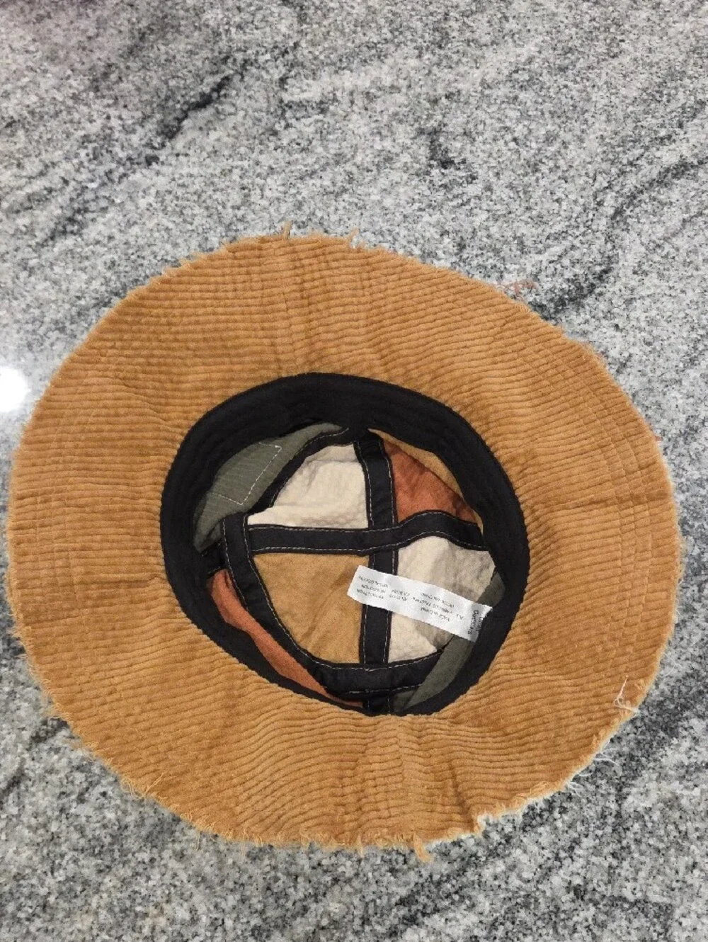 Urban Outfitters BDG Patchwork Corduroy Bucket Hat in Olive, Cream & Rust